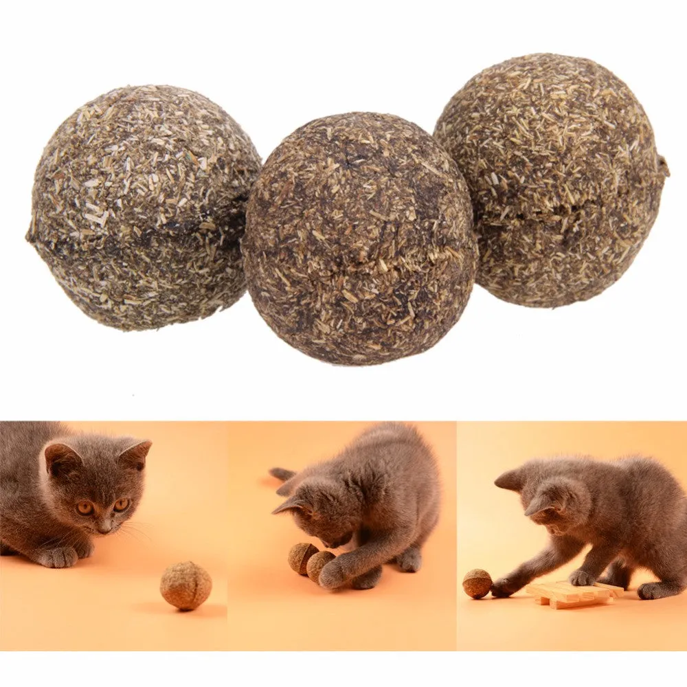 3Pcs Pet Cats Toy Natural Catnip Ball Menthol Flavor Treats Ball Home Chasing Toys Healthy Safe Edible Treating Cat Supplies