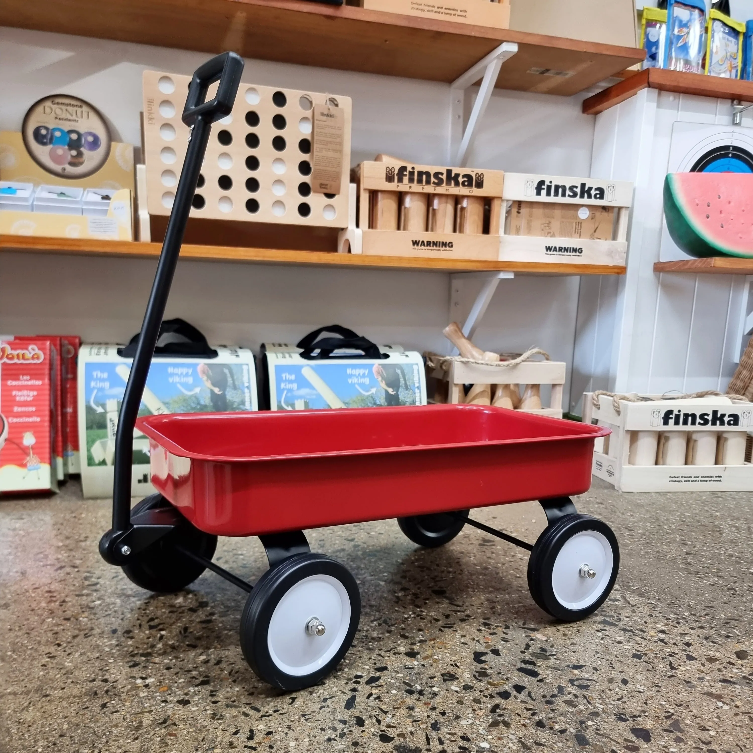 Classic Red Metal Kids Wagon - Stow & Go