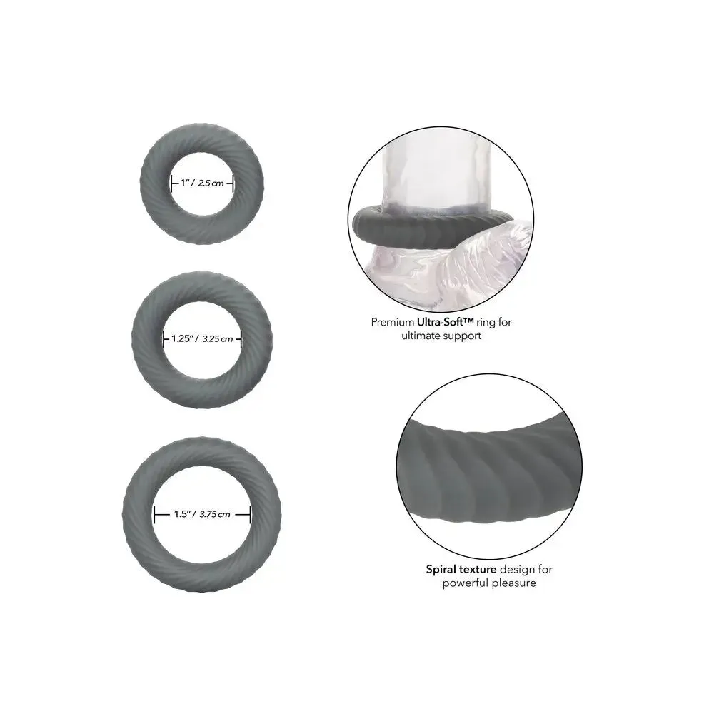 Colt Silicone Stretchy Grey Ultra Soft Cock Ring Set