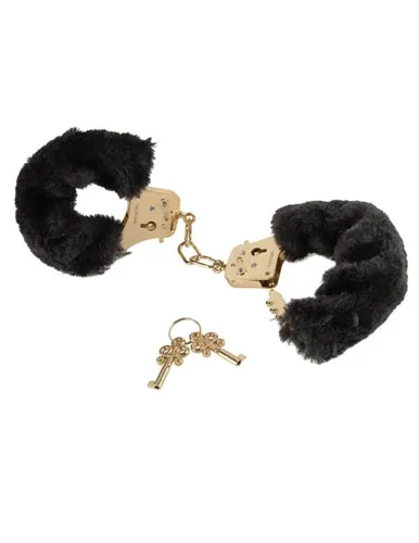 Cozy Gold Furry Handcuffs for Fun and Adventure