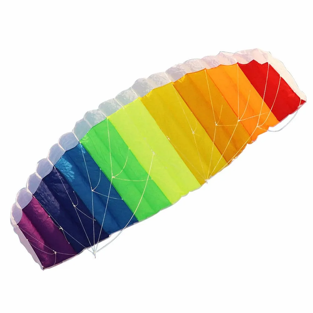 Dual Line Software Parafoil Set Rainbow Kite with Control Bar 30m Nylon Flying Line Power Braid Sailing Kites