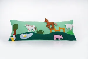 Farm Animals - Green Long Cushion Cover - Pop Ups