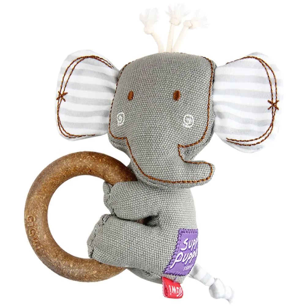 GiGwi Suppa Puppa Wooden Ring Plush Dog Toy (Elephant)