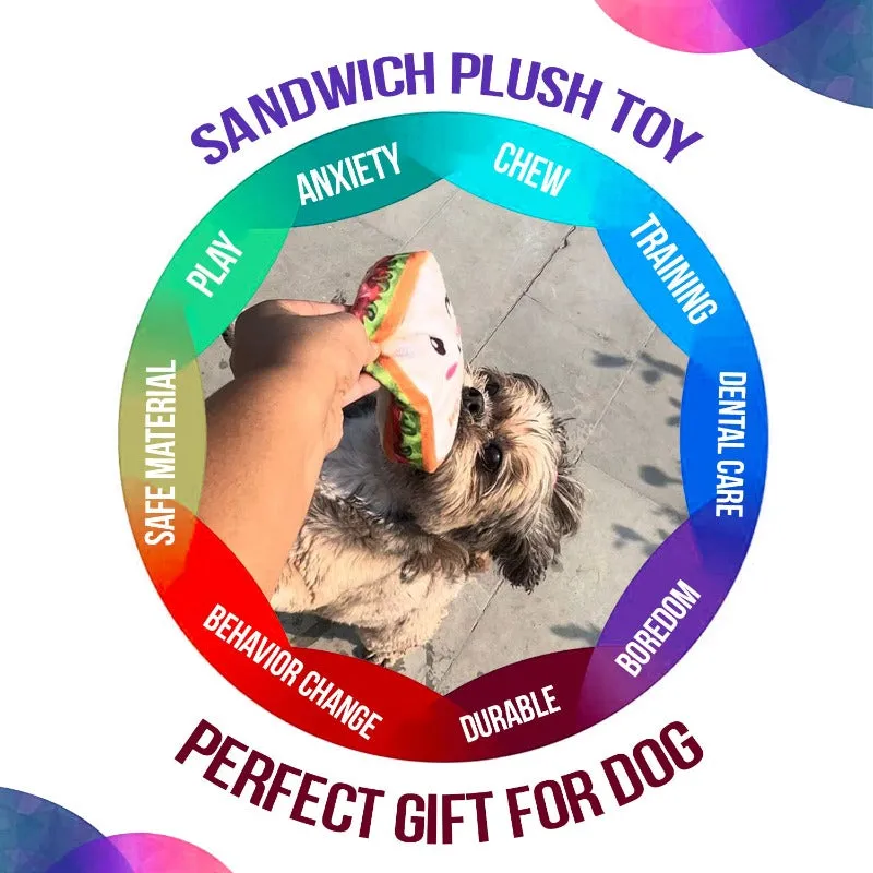 Goofy Tails Food Buddies Sandwich Plush Toy for Dogs | Crinkle Dog Toy for Puppies | Squeaky Dog Toys for Dogs and Puppies