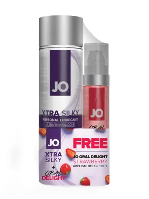 JO XTRA SILKY SILICONE 4OZ   ORAL DELIGHT STRAWBERRY 1OZ