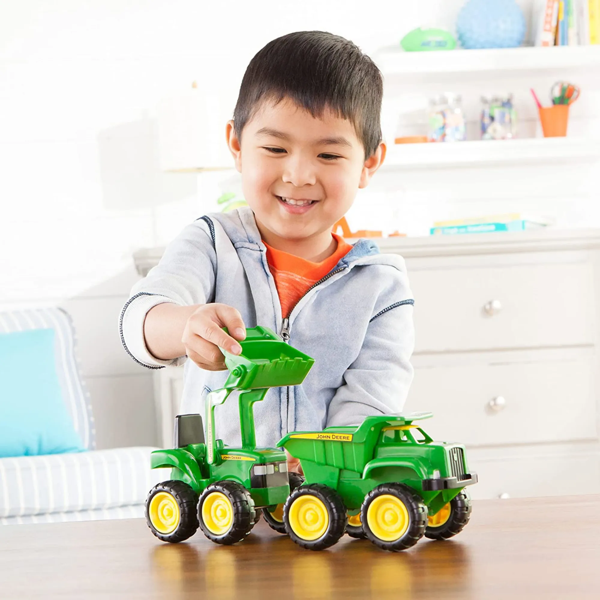 John Deere Mini Sandbox Tractor & Dump Truck