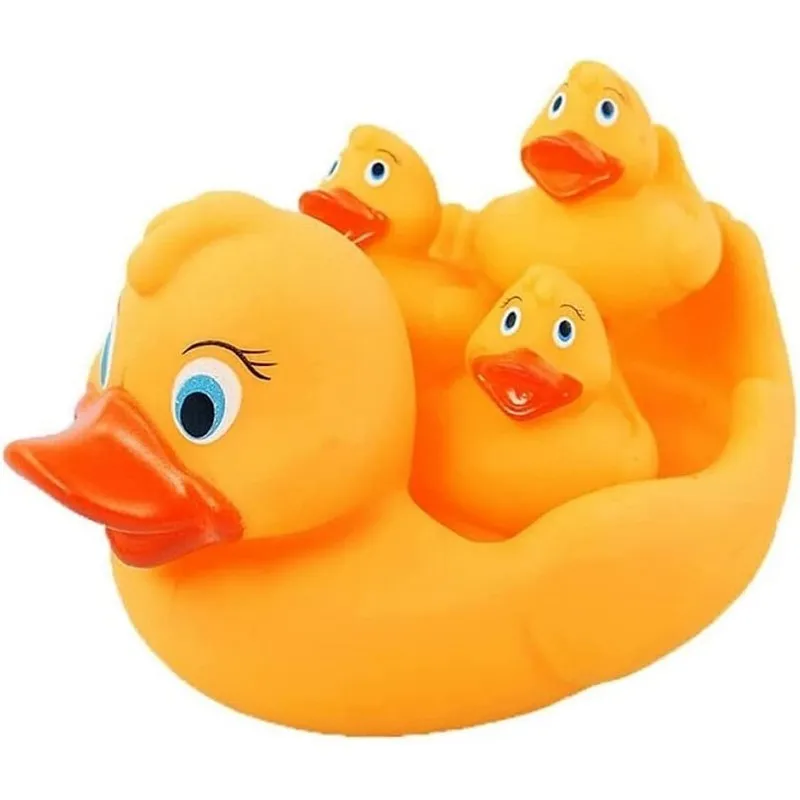 Kandy Toys Bath Time Yellow Floating Rubber Duck Family - 4 Pack