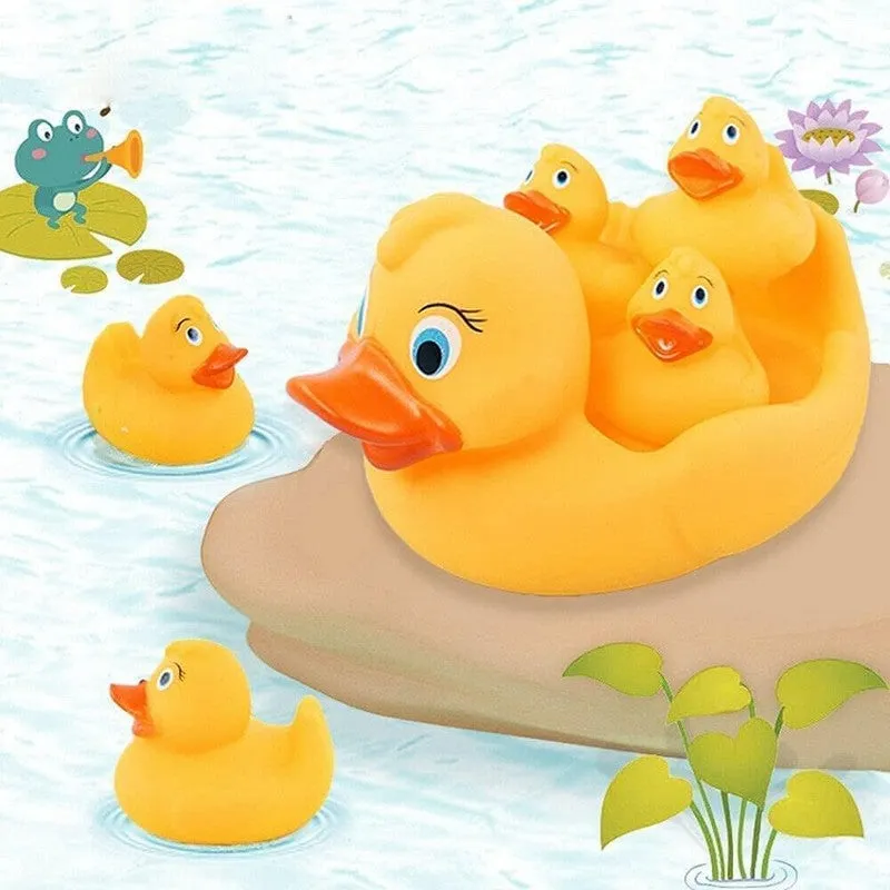 Kandy Toys Bath Time Yellow Floating Rubber Duck Family - 4 Pack