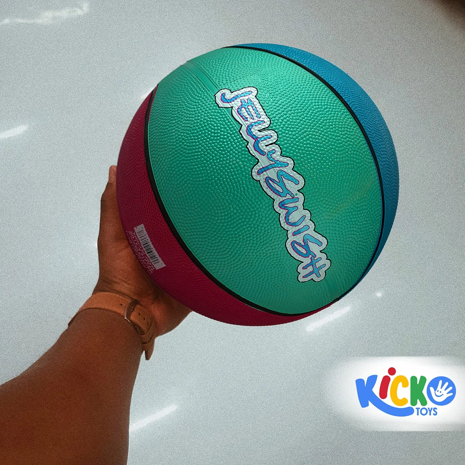 Kicko Jellyfish Basketball - 9.5 Inch Regular-Sized Multi-Color Ball with Jelly Fish Print