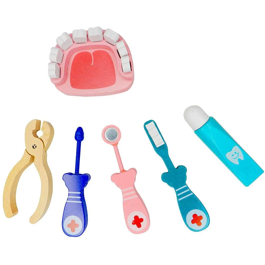 Kids Dentist Toy Set (6 Pcs) | Pretend Play Wooden Doctor Set ( 1 Years   ) Imagination and Creativity