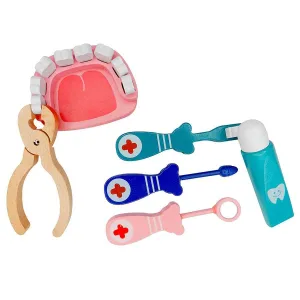 Kids Dentist Toy Set (6 Pcs) | Pretend Play Wooden Doctor Set ( 1 Years   ) Imagination and Creativity