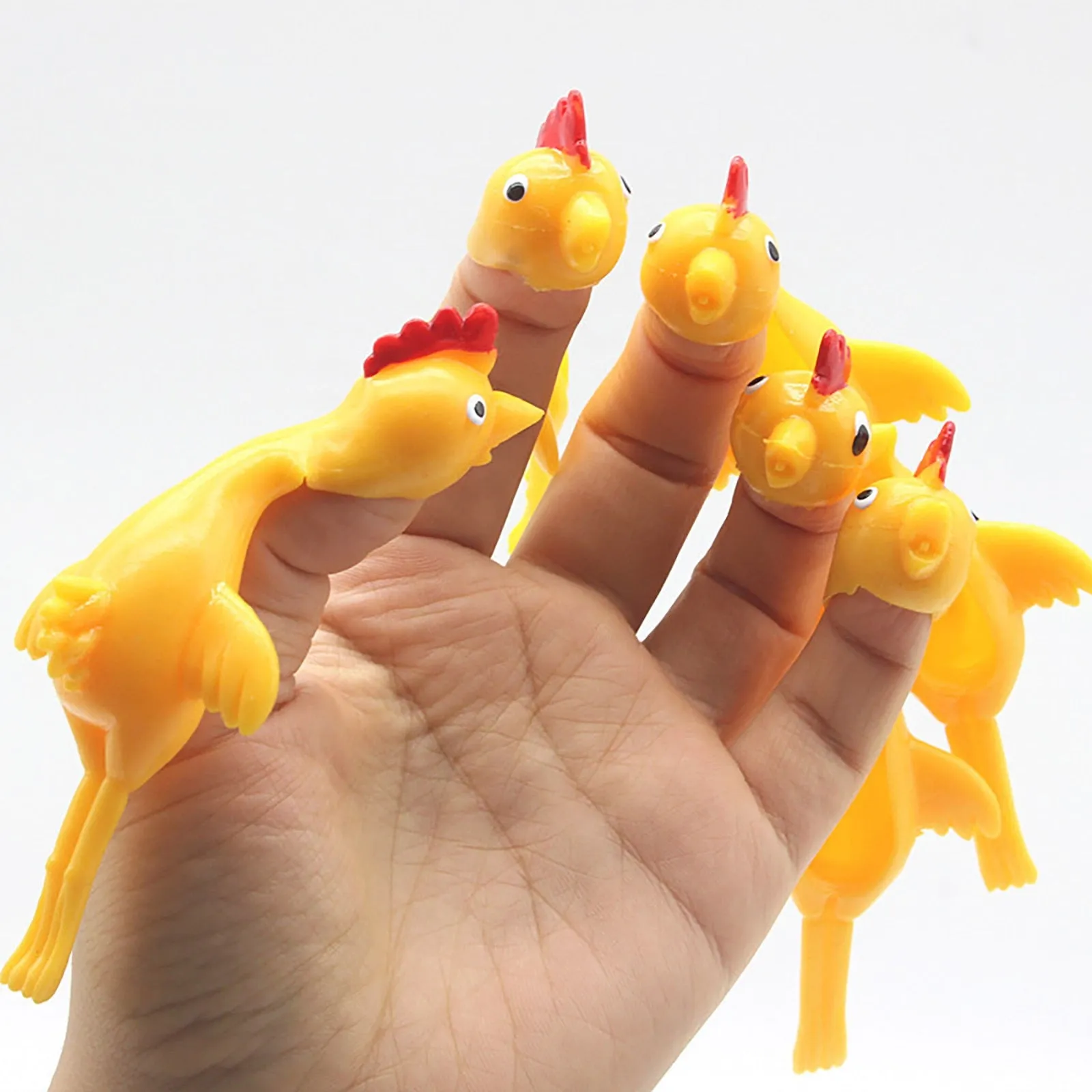 Novelty Catapulted Ejection Chicken Toy Light Rubber Finger Prank Flying Toy Chicken Finger Toys Turkey Sticky