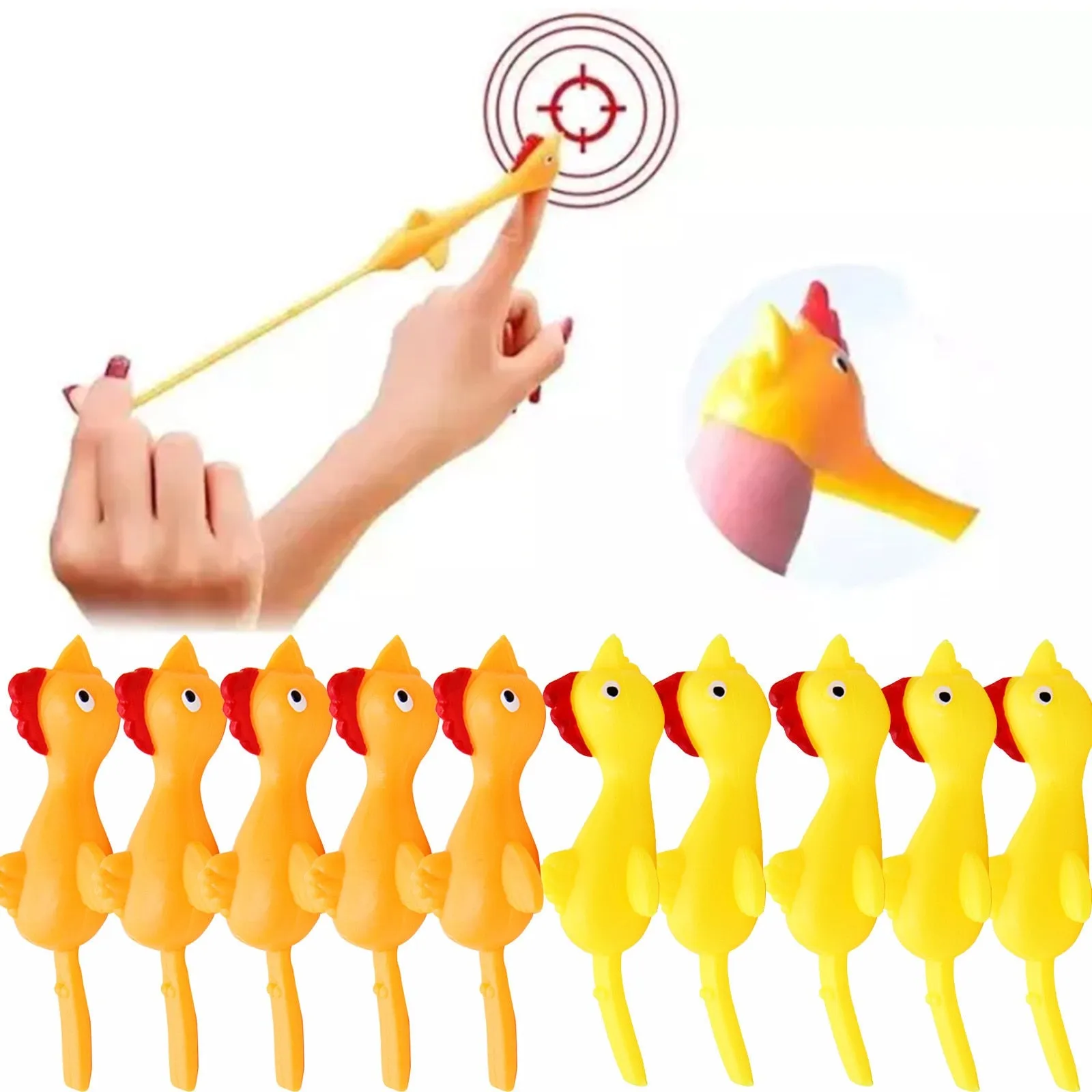 Novelty Catapulted Ejection Chicken Toy Light Rubber Finger Prank Flying Toy Chicken Finger Toys Turkey Sticky