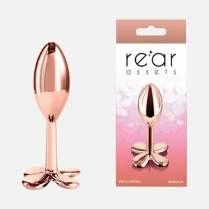 Rear Assets Clover Non Vibrating Anal Plug- Rose Gold