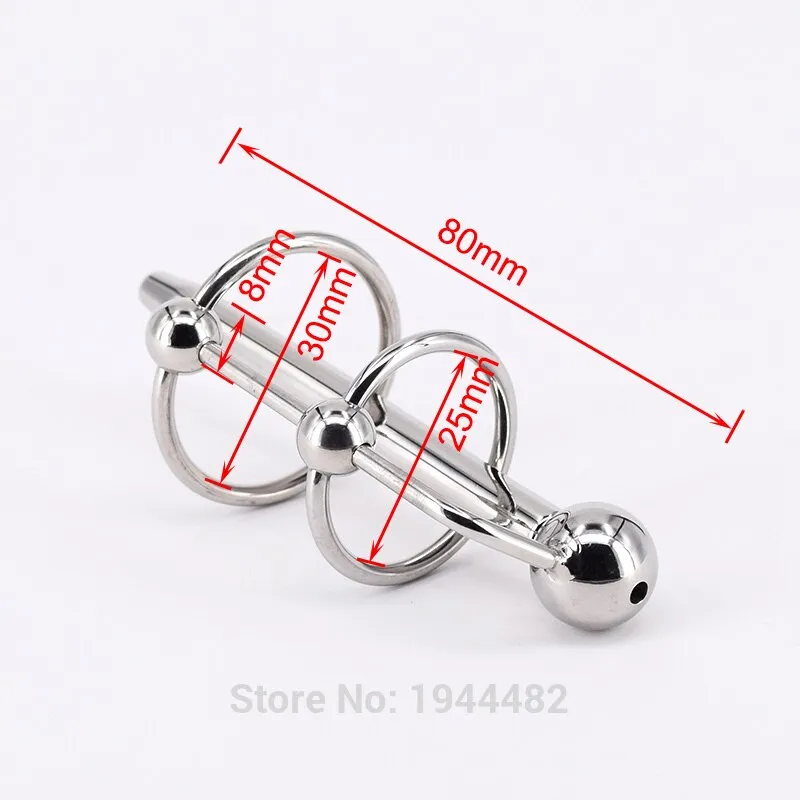 SODANDY Penis Enhancer Delay Cock Ring With Urethral Stretcher Dilator Catheter Stainless Steel Penis Plug Metal Cockrings