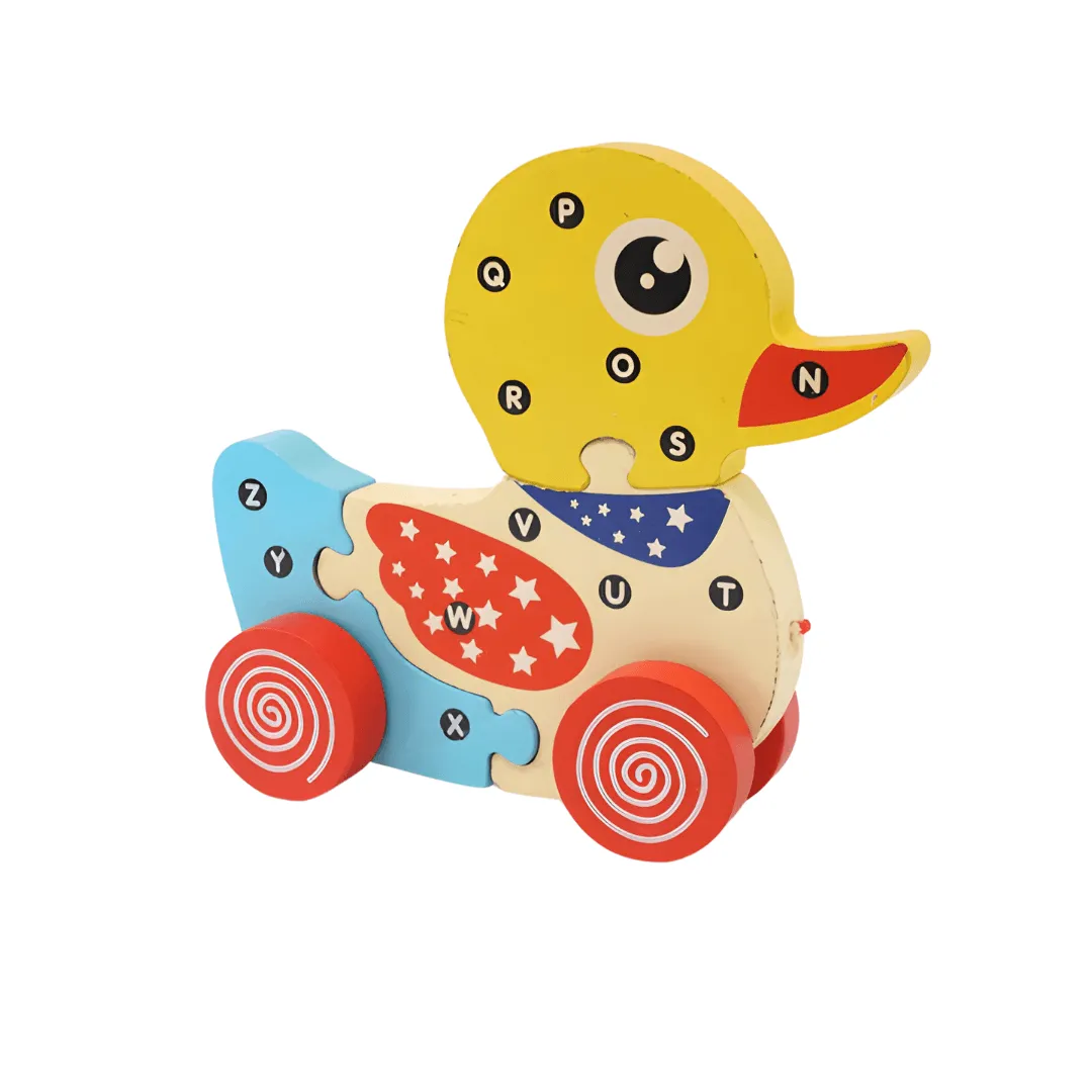 Walk-A-Long Wooden Hen/dino/cat/duck Pull Along Toy for 12 Months -1 Piece (Random design will be send)