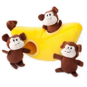 Zippy Paws Banana and Monkeys Burrow Dog Toy